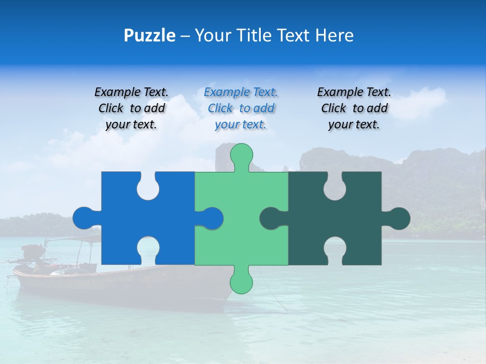 Paradise Boat Blue PowerPoint Template