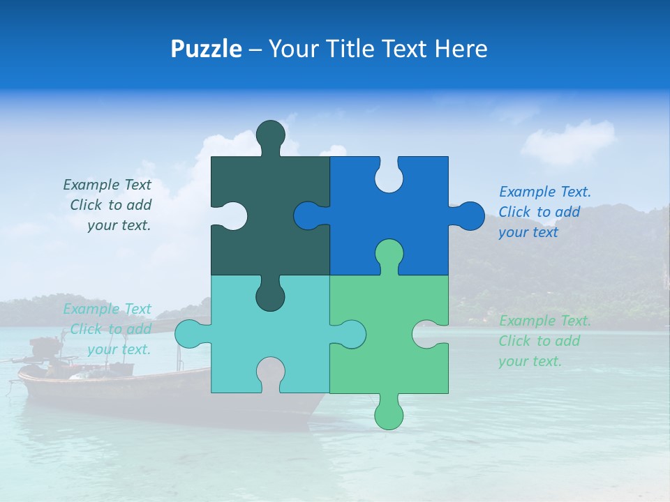Paradise Boat Blue PowerPoint Template