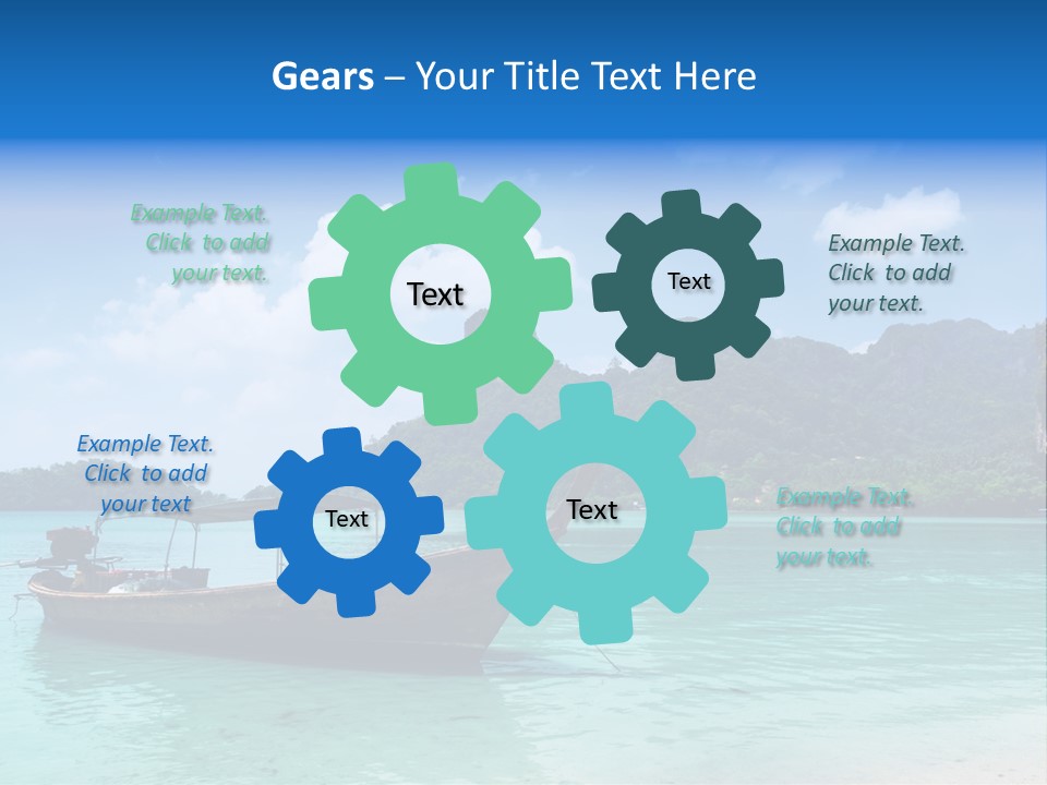 Paradise Boat Blue PowerPoint Template