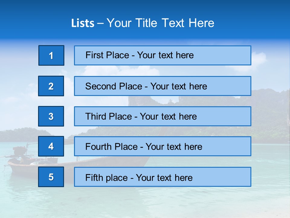 Paradise Boat Blue PowerPoint Template