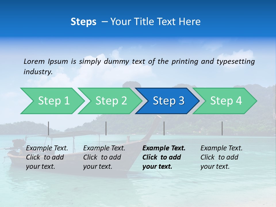 Paradise Boat Blue PowerPoint Template