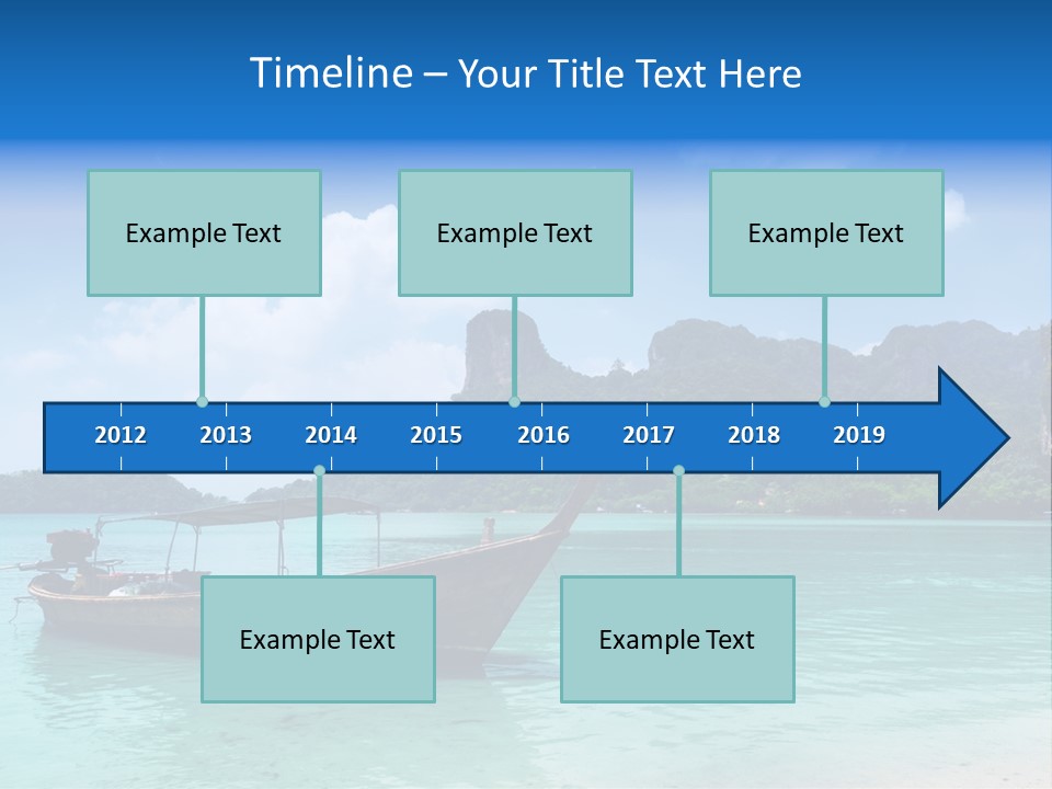 Paradise Boat Blue PowerPoint Template