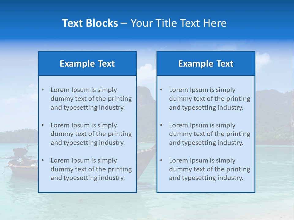Paradise Boat Blue PowerPoint Template