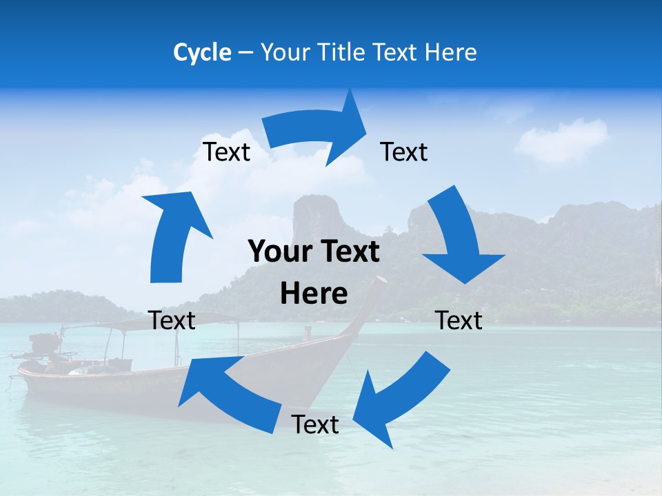 Paradise Boat Blue PowerPoint Template
