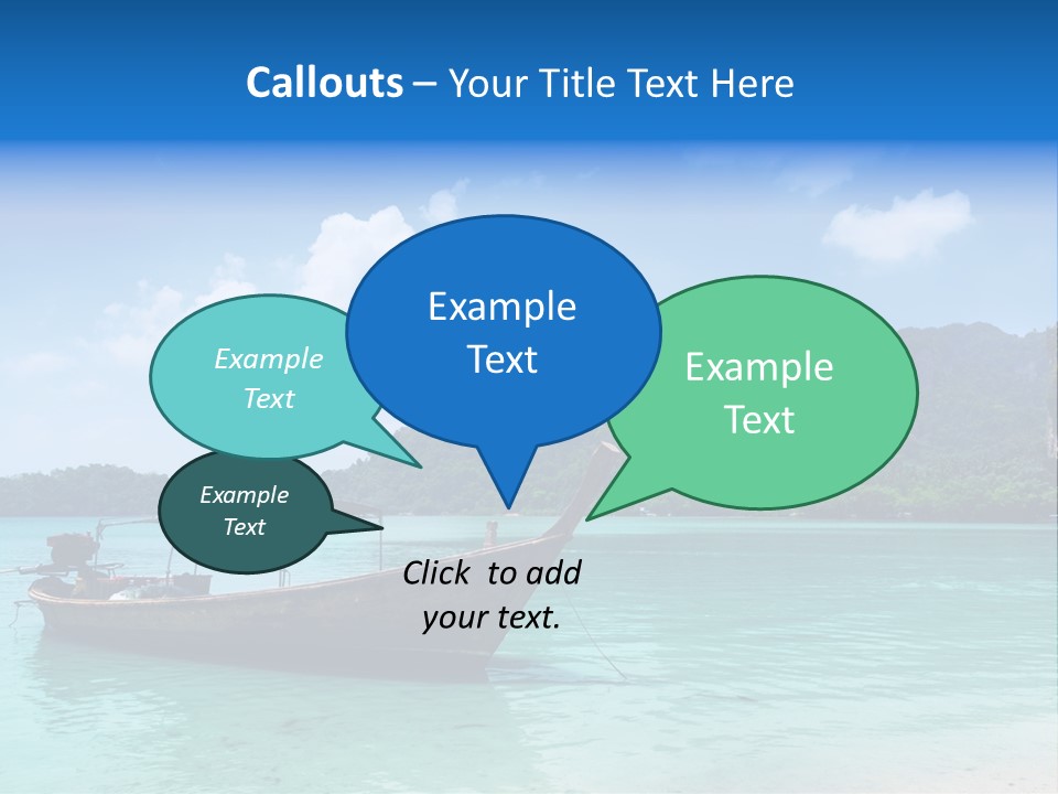 Paradise Boat Blue PowerPoint Template