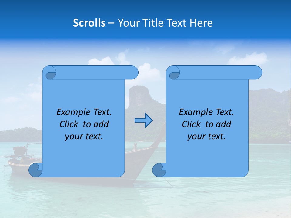 Paradise Boat Blue PowerPoint Template