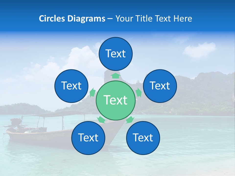 Paradise Boat Blue PowerPoint Template