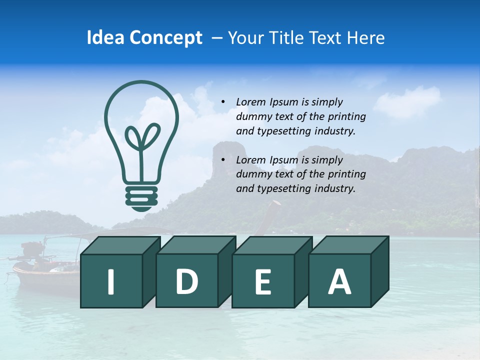 Paradise Boat Blue PowerPoint Template