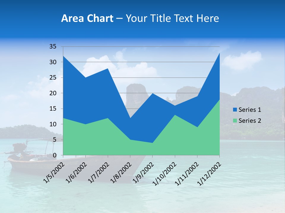 Paradise Boat Blue PowerPoint Template