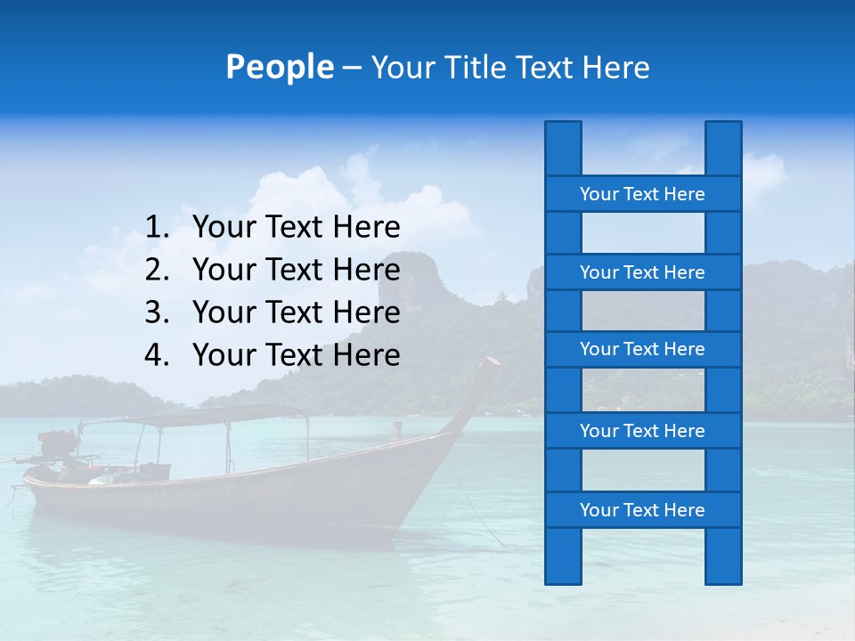 Paradise Boat Blue PowerPoint Template