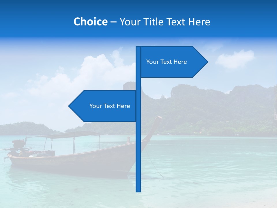 Paradise Boat Blue PowerPoint Template