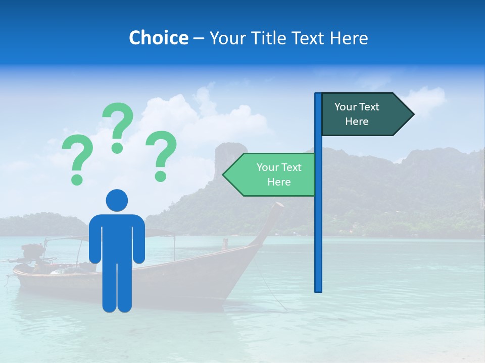 Paradise Boat Blue PowerPoint Template