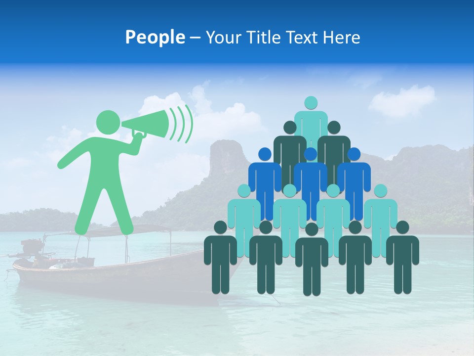 Paradise Boat Blue PowerPoint Template