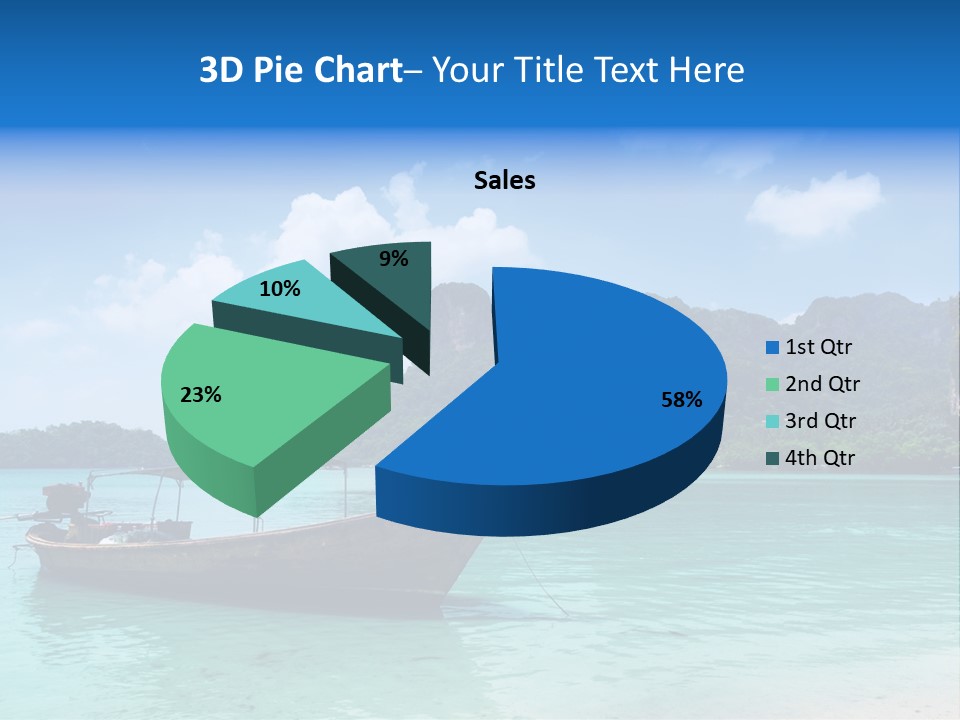 Paradise Boat Blue PowerPoint Template