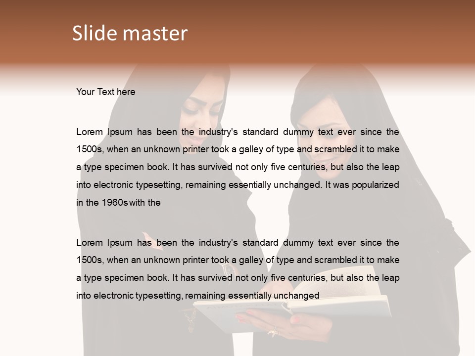 Muslim Women College Cellphone PowerPoint Template