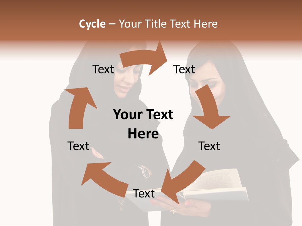 Muslim Women College Cellphone PowerPoint Template