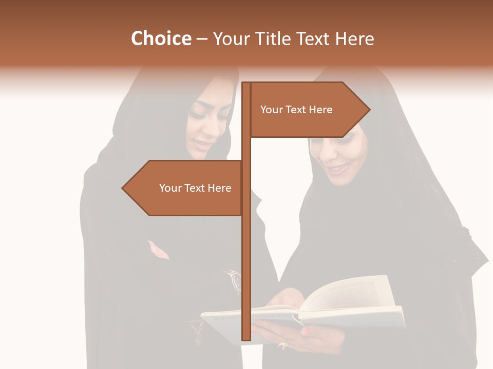 Muslim Women College Cellphone PowerPoint Template