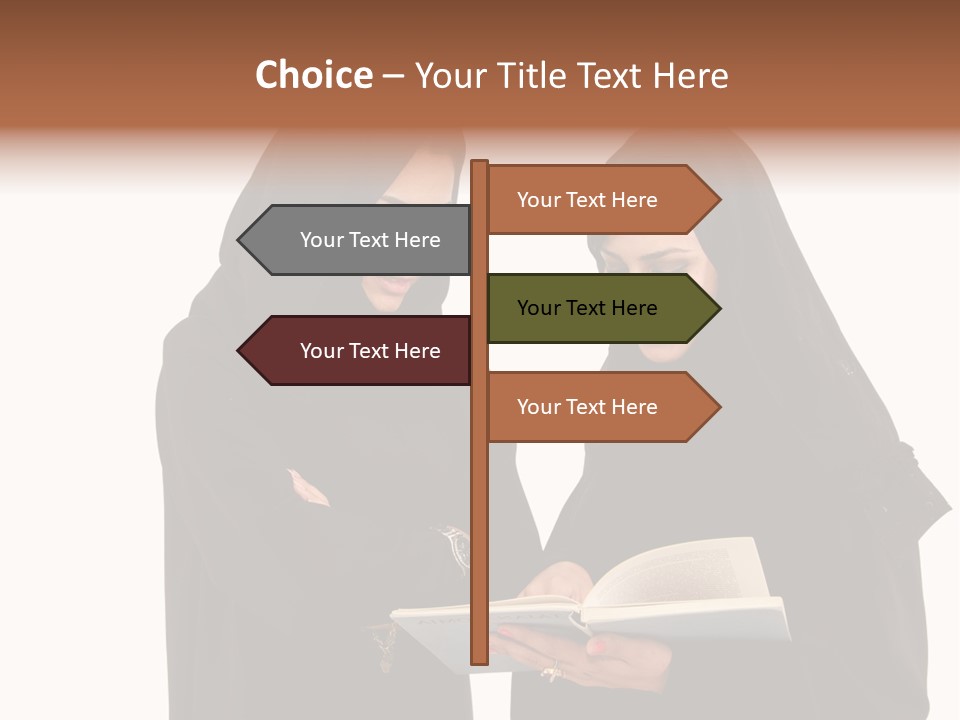 Muslim Women College Cellphone PowerPoint Template