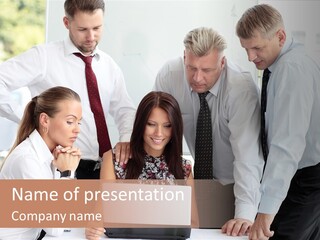 Discussing Busy Presentation PowerPoint Template