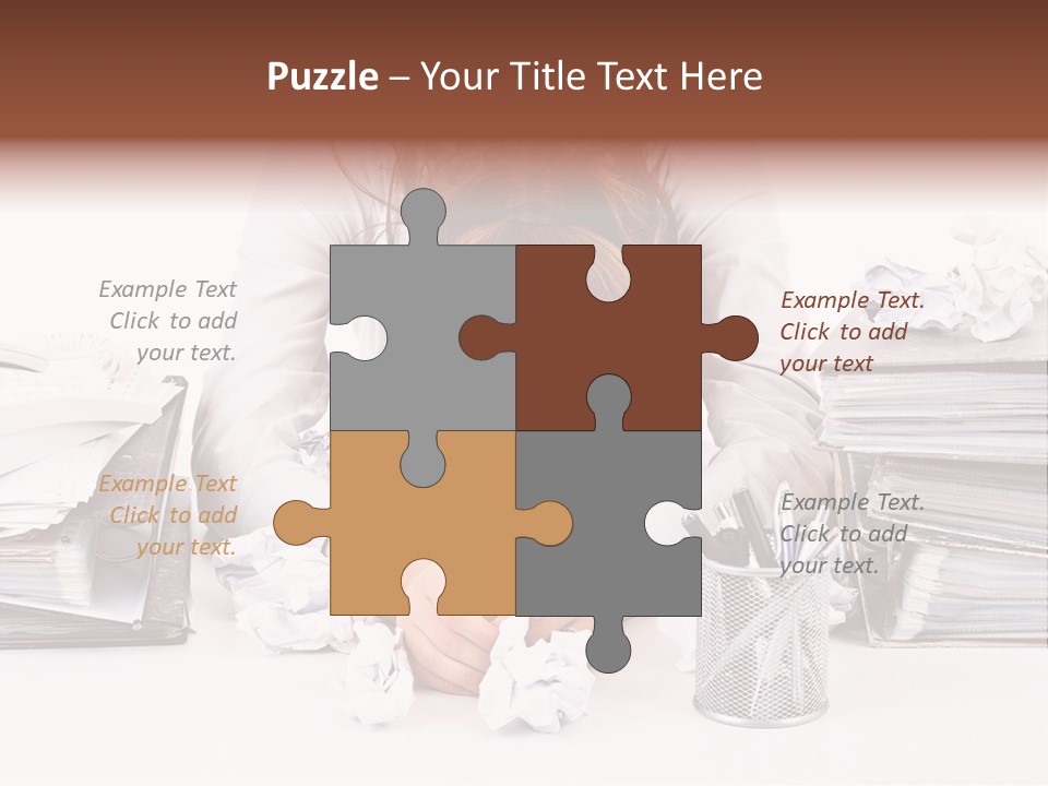 Desk Stressed Worker PowerPoint Template