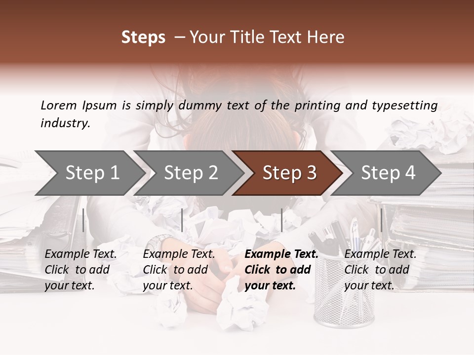 Desk Stressed Worker PowerPoint Template