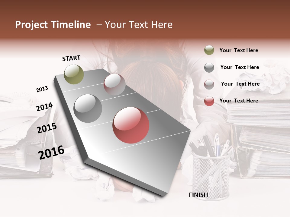 Desk Stressed Worker PowerPoint Template