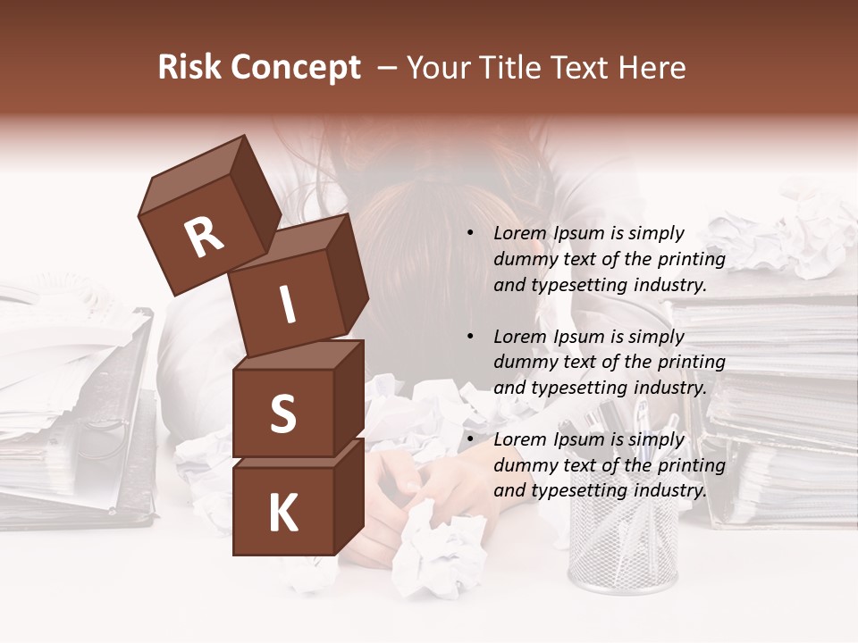 Desk Stressed Worker PowerPoint Template