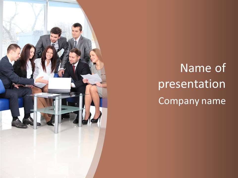 Presenting Businessman Colleagues PowerPoint Template