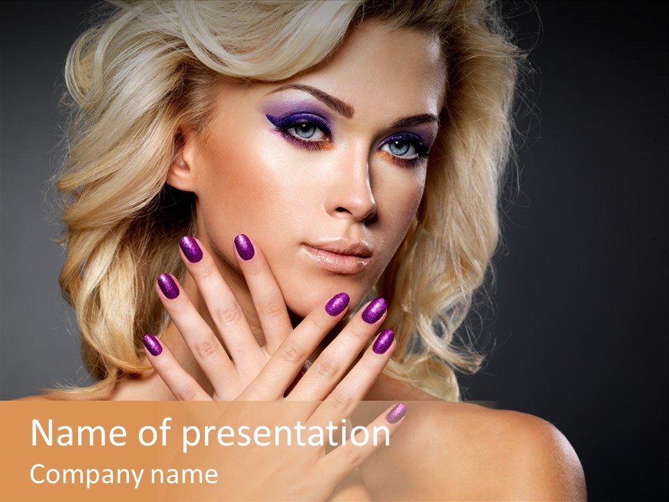 Beauty Nails Fingernail Model PowerPoint Template