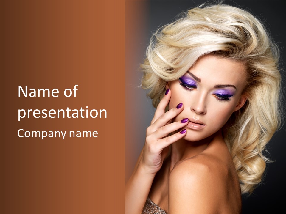 Elegance Woman Portrait Beauty Nails PowerPoint Template