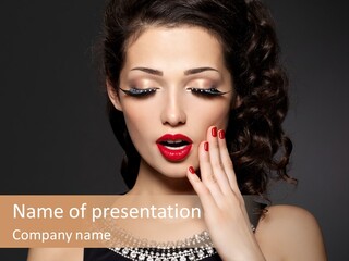 Eyeshadow Beauty Nails Red Lips PowerPoint Template