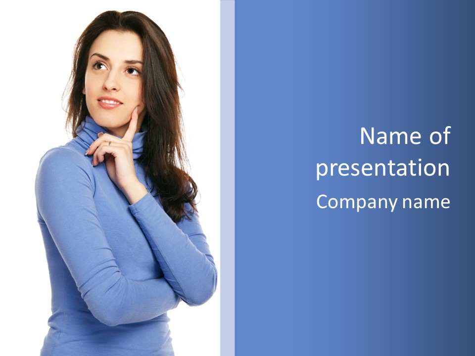Thinking Woman Teen PowerPoint Template