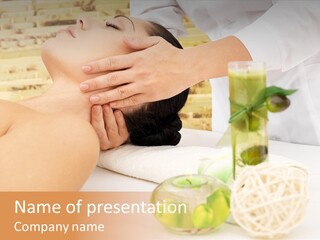 Relaxing Green Woman PowerPoint Template