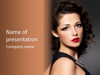 Woman Brunette False Eyelash PowerPoint Template