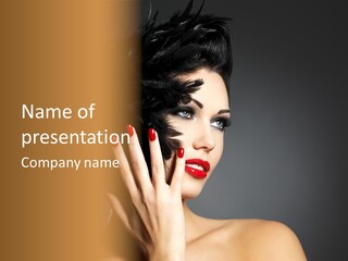 Brunette Black Hairs Plume PowerPoint Template