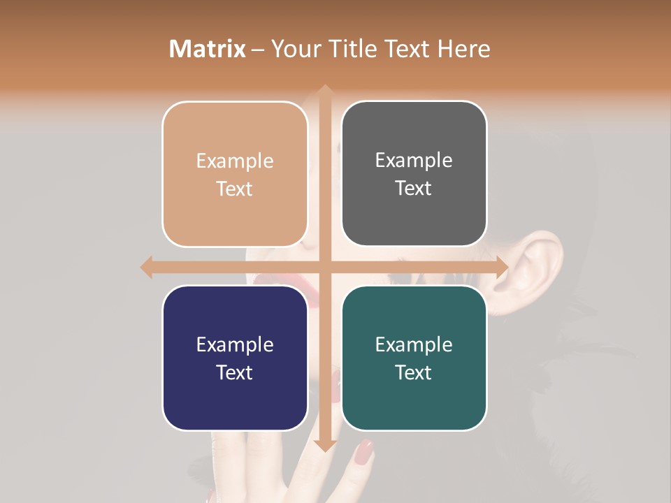 Woman Hairstyle High Contrast Red Manicure PowerPoint Template