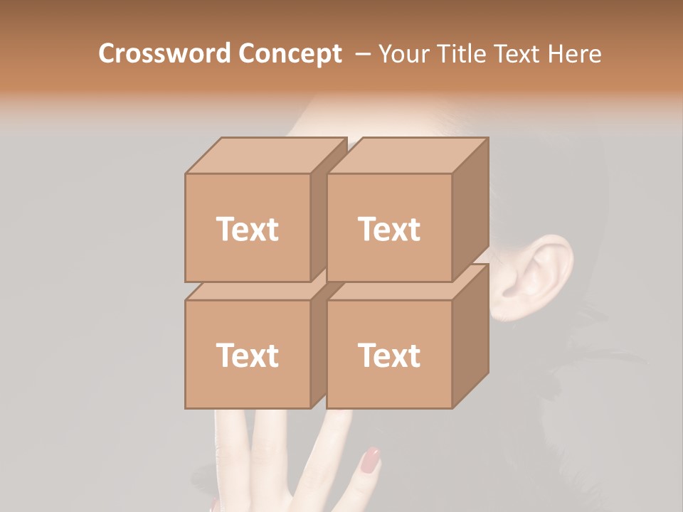 Woman Hairstyle High Contrast Red Manicure PowerPoint Template