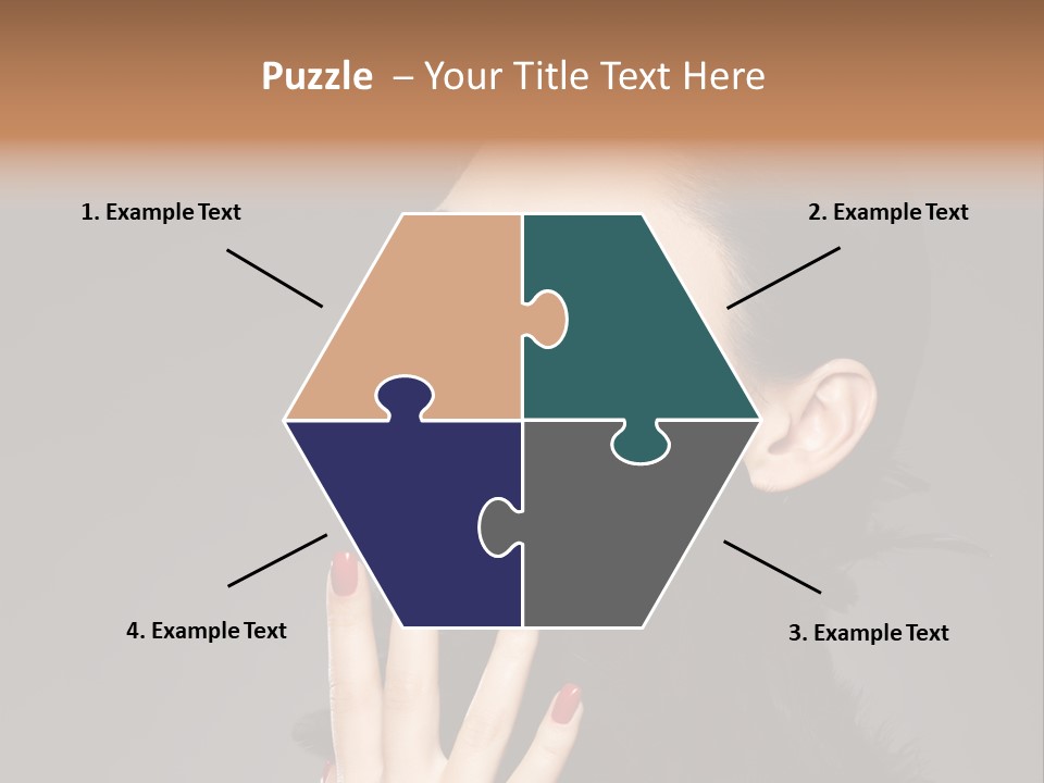 Woman Hairstyle High Contrast Red Manicure PowerPoint Template