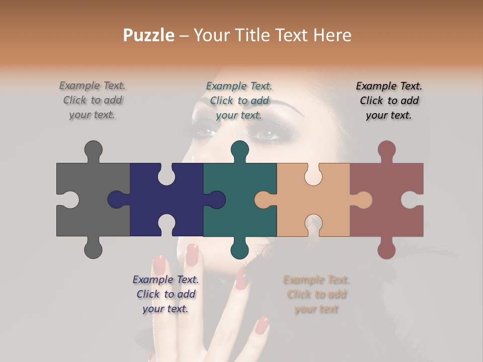 Woman Hairstyle High Contrast Red Manicure PowerPoint Template