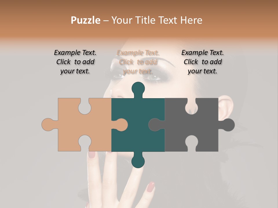 Woman Hairstyle High Contrast Red Manicure PowerPoint Template