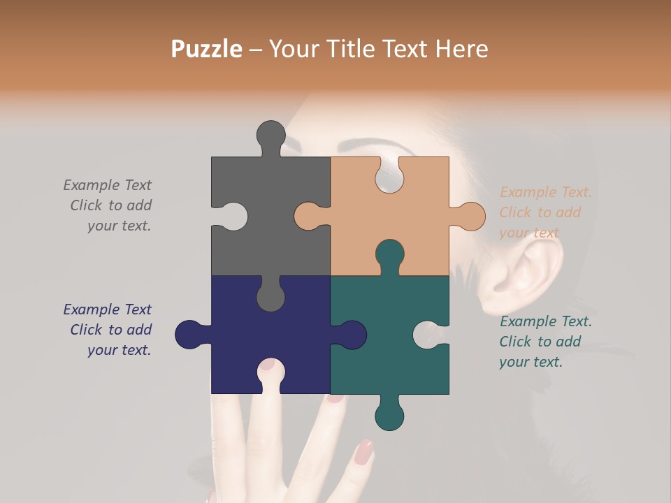 Woman Hairstyle High Contrast Red Manicure PowerPoint Template