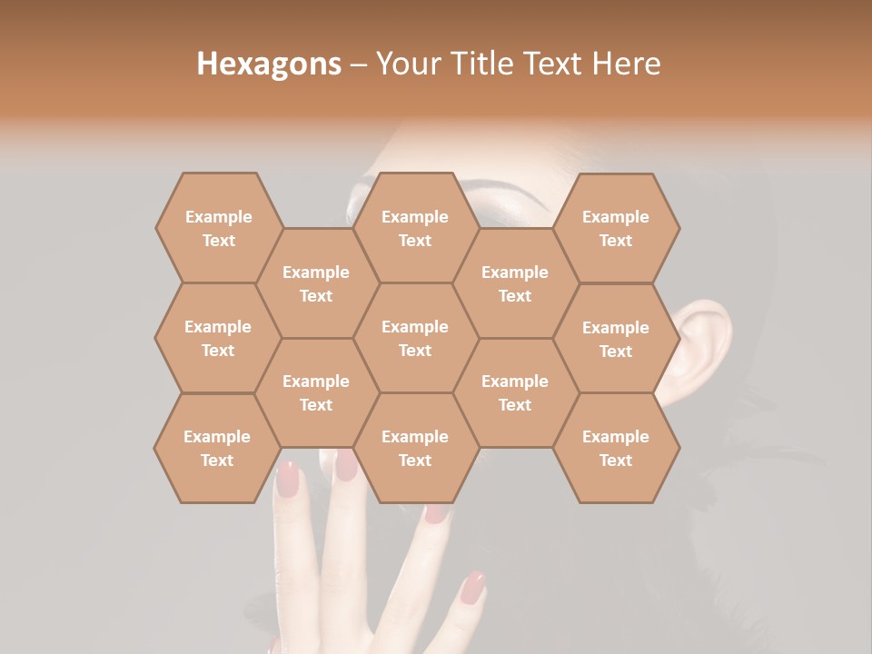 Woman Hairstyle High Contrast Red Manicure PowerPoint Template