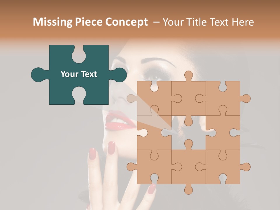 Woman Hairstyle High Contrast Red Manicure PowerPoint Template