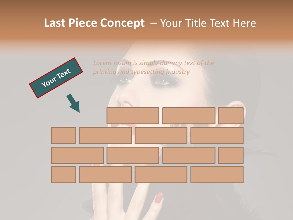 Woman Hairstyle High Contrast Red Manicure PowerPoint Template