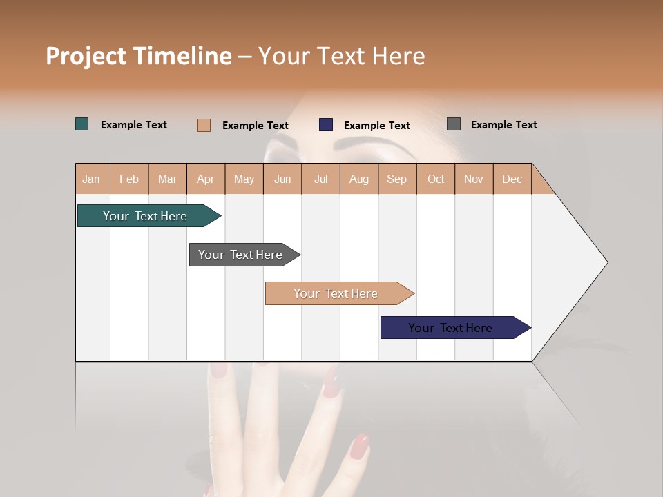 Woman Hairstyle High Contrast Red Manicure PowerPoint Template