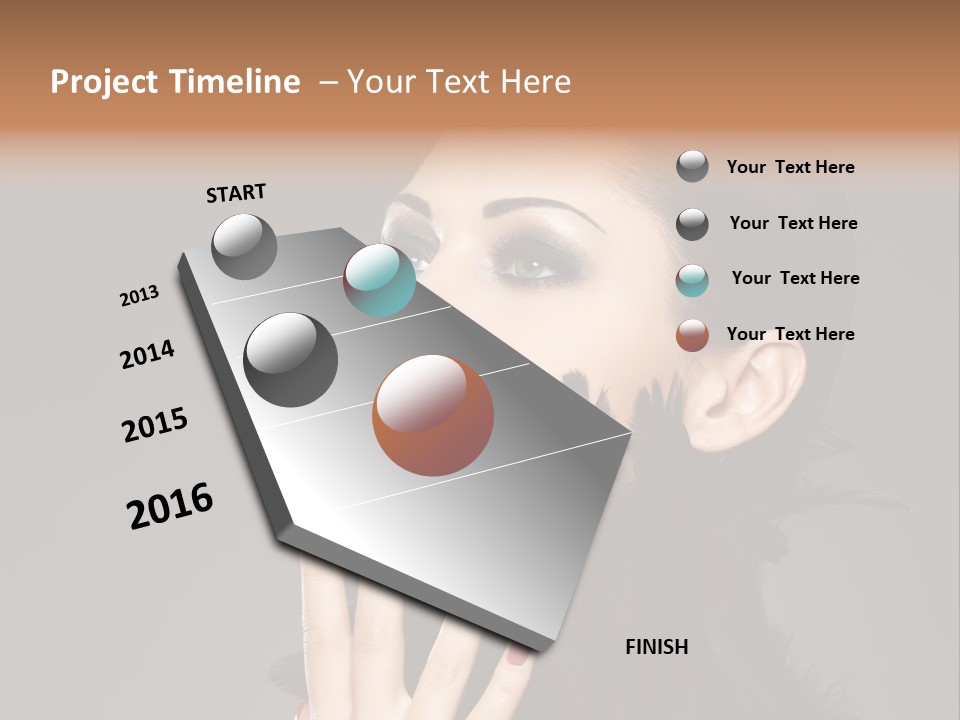 Woman Hairstyle High Contrast Red Manicure PowerPoint Template