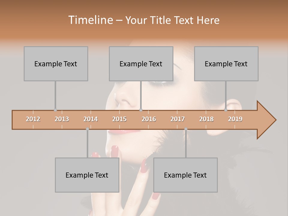 Woman Hairstyle High Contrast Red Manicure PowerPoint Template