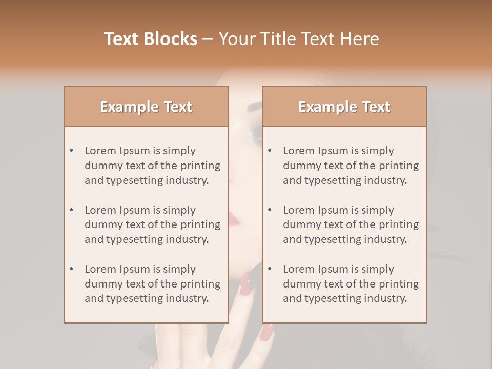 Woman Hairstyle High Contrast Red Manicure PowerPoint Template