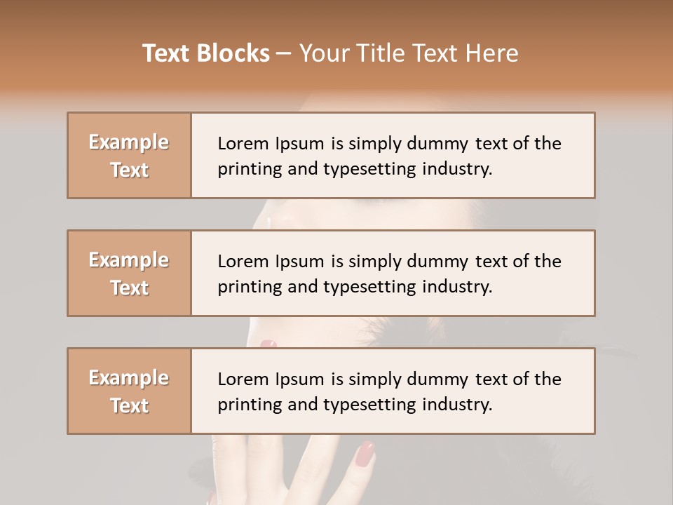 Woman Hairstyle High Contrast Red Manicure PowerPoint Template