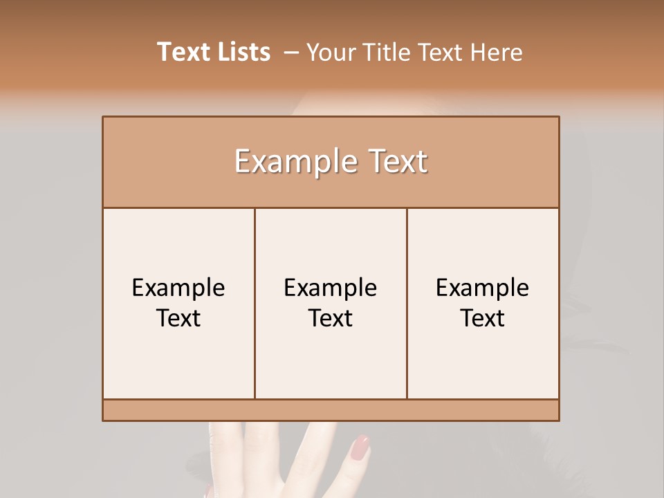 Woman Hairstyle High Contrast Red Manicure PowerPoint Template